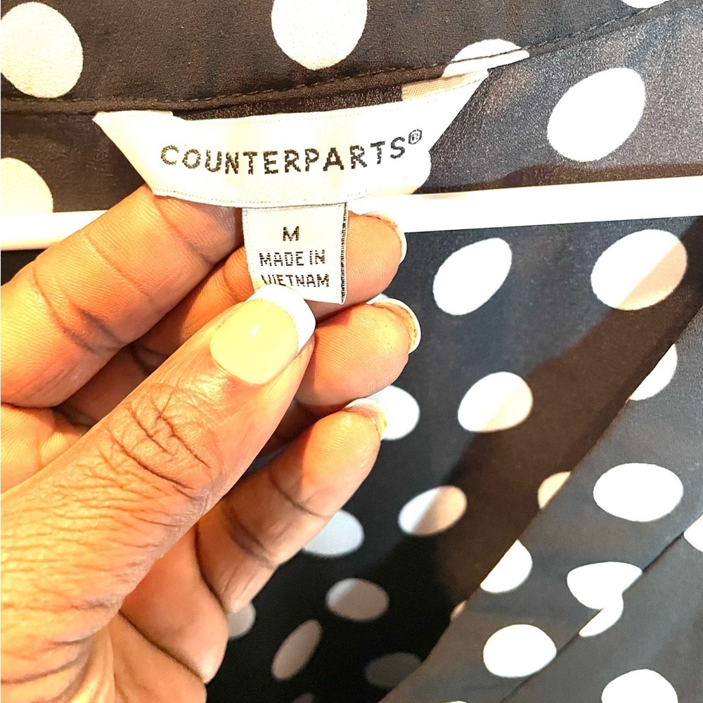 Counterparts Black and White Polka Dot Women’s Blouse Size Medium - Picture 8 of 12